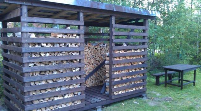 Хороший дровяник для хранения заготовленного леса